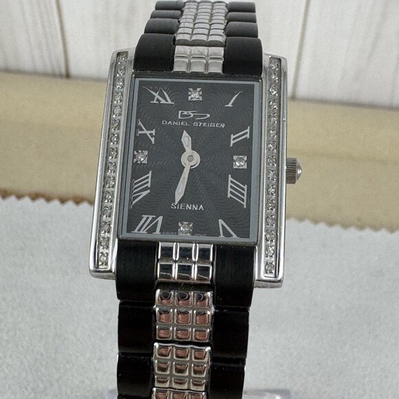 Stunning  Watch by Daniel Steiger Diamond Bezel Black and all Stainless Steel - Picture 4 of 9
